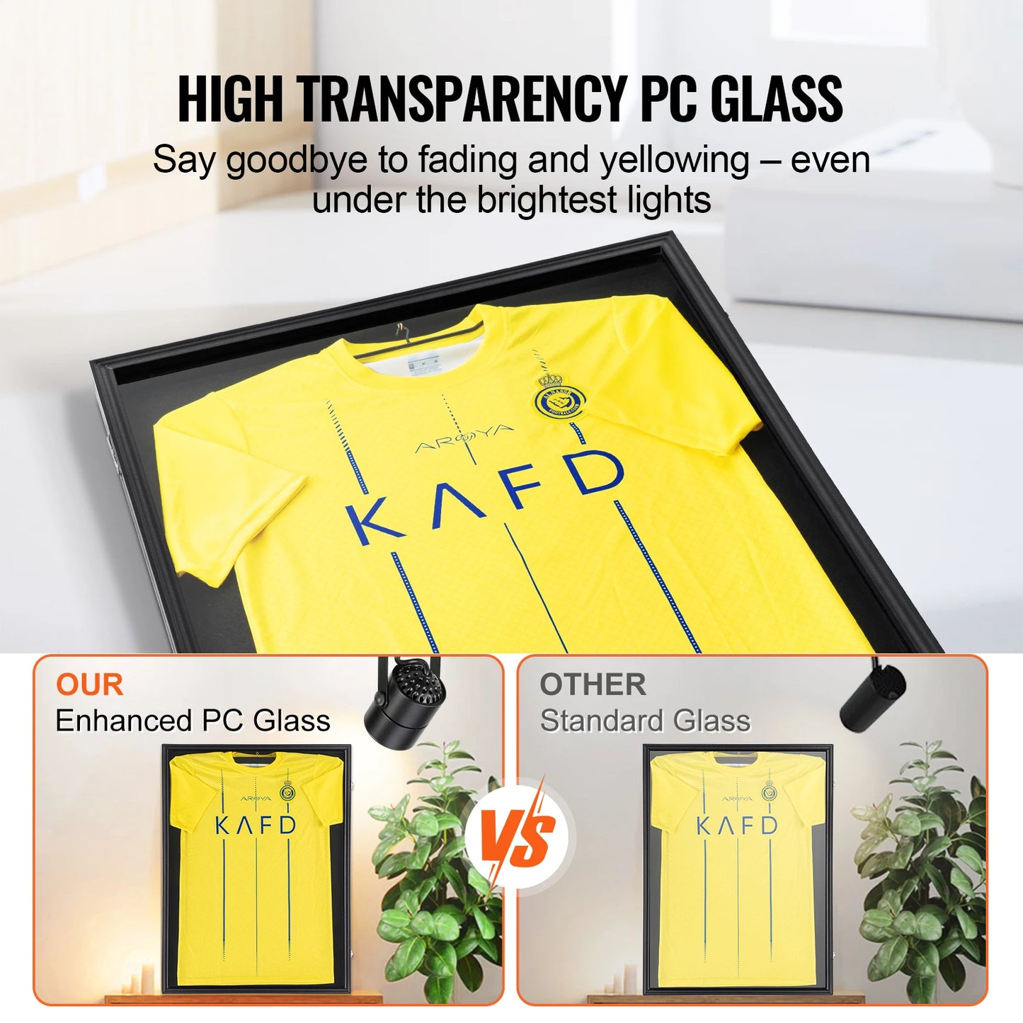 SucceBuy Jersey Display Frame Case Lockable Shadow Box UV Protected