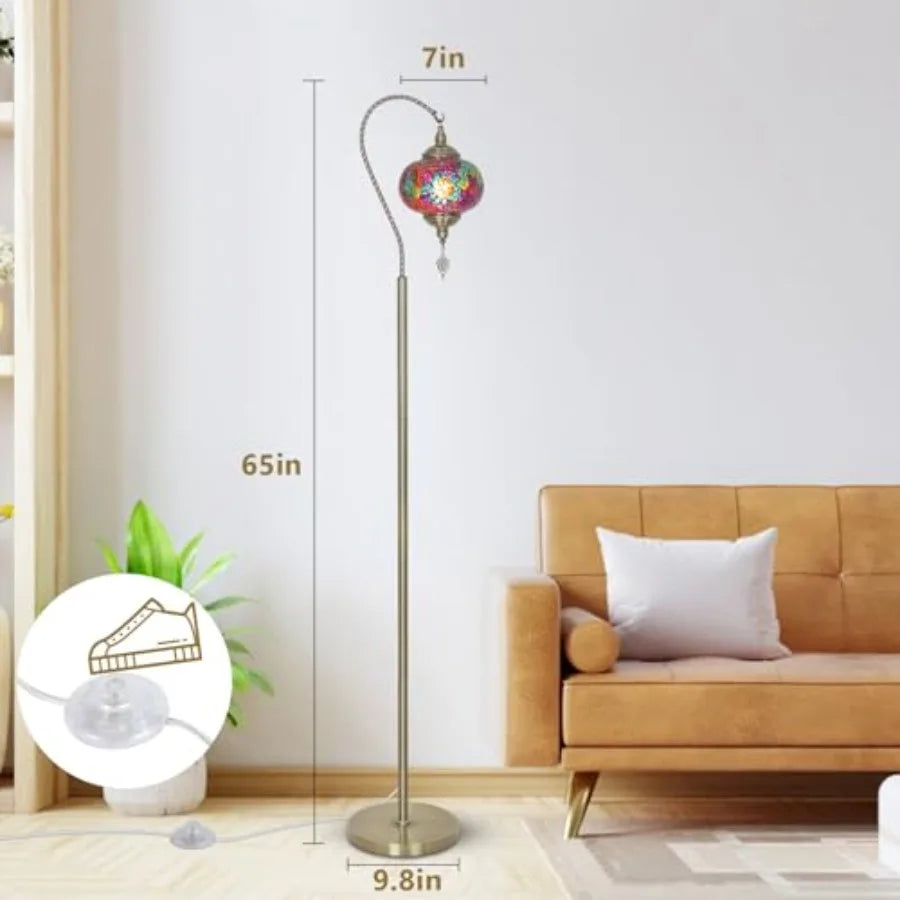 Turkish Moroccan Floor Lamp With Swan Neck Mosaic Shade