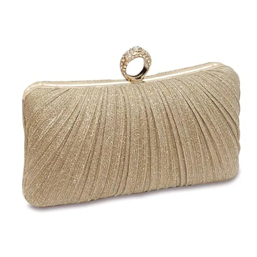 Elegant Vinyl Evening Clutch Purse With Removable Chain Strap