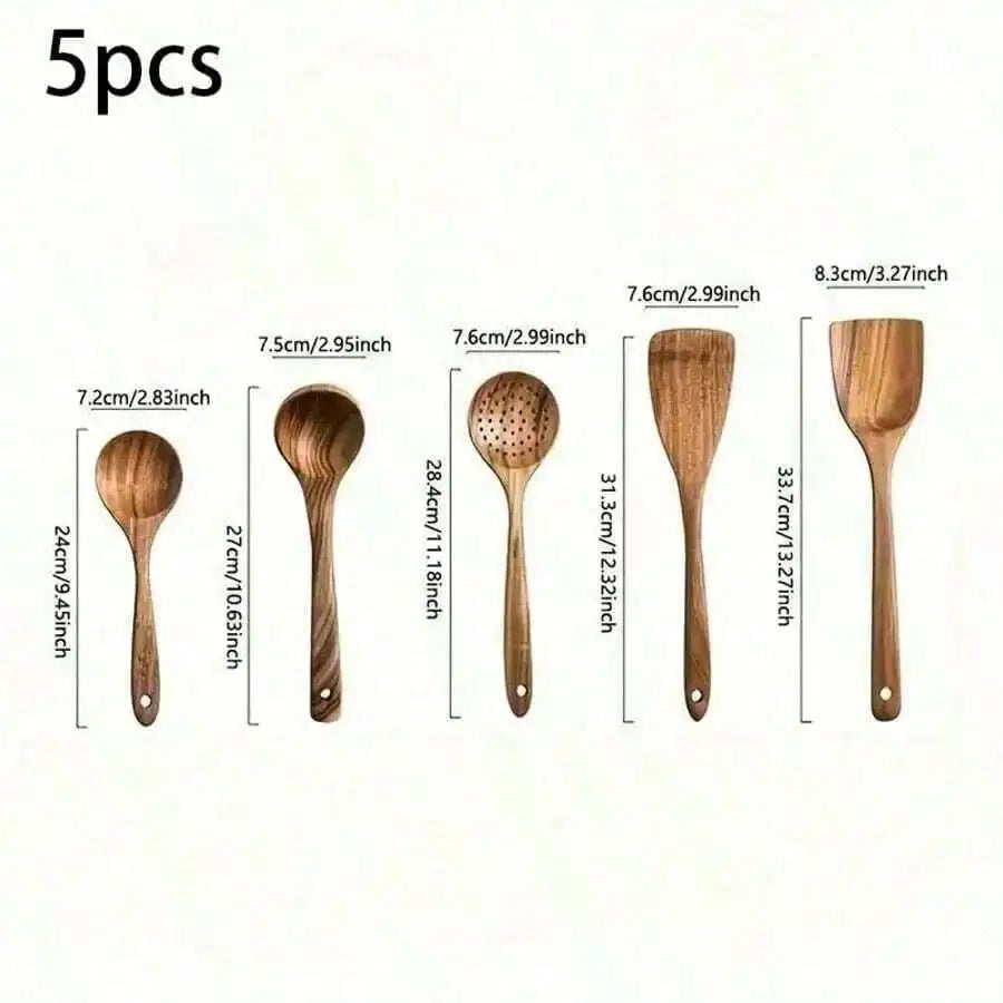 Wooden Spoons Set Durable Kitchen Utensils Baking Accessories