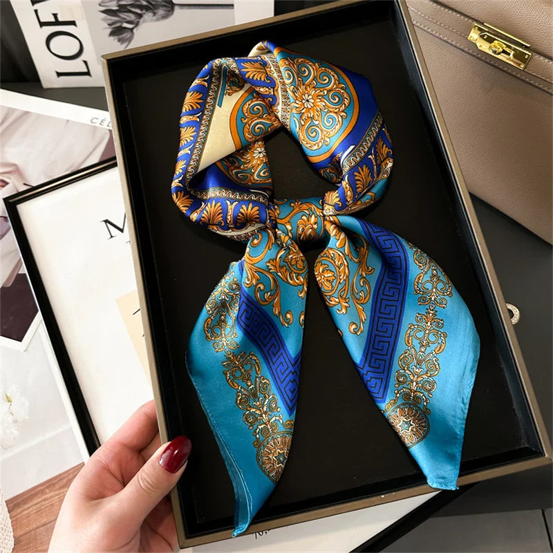 Printed Womens Polyester Scarf Square Shawl Luxury Design