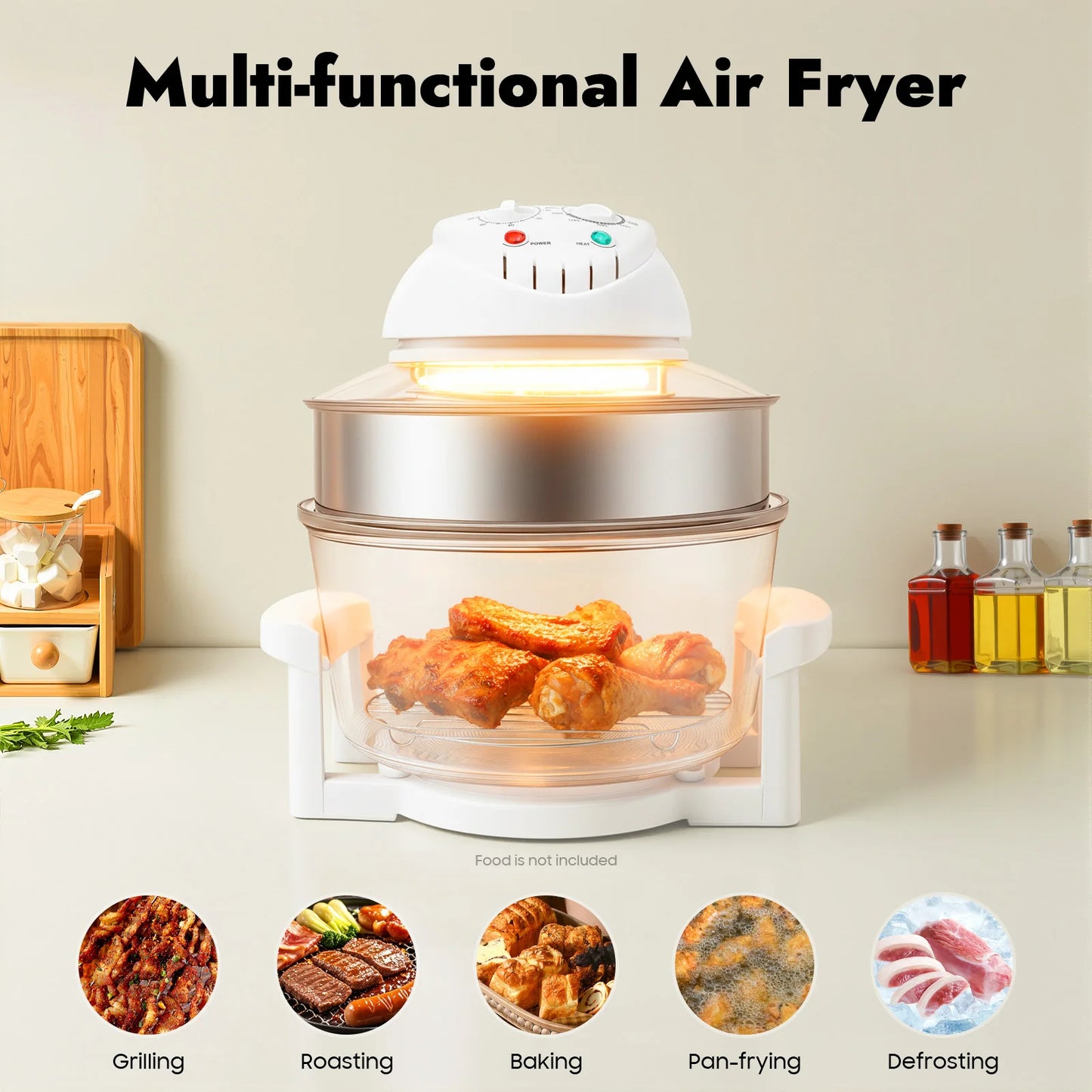 Visual Air Fryer 110V 1200W 360 Degree Hot Air Circulation Grill Rack