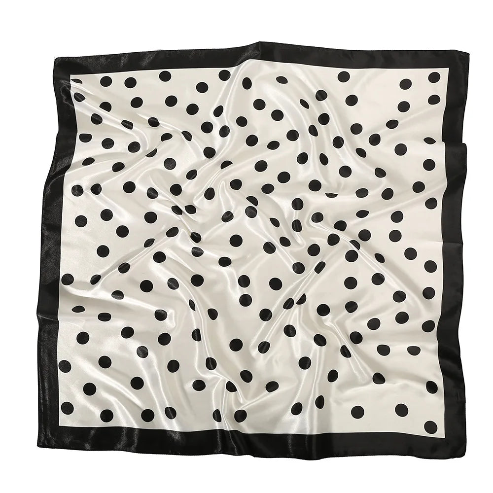 Dot Print Square Polyester Scarf For Women Neckerchief Hijab Bandana