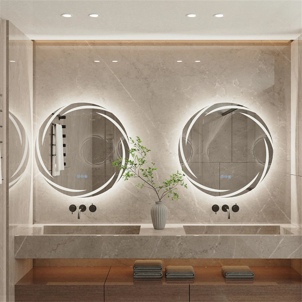 Anti Fog LED Round Wall Mounted Bathroom Mirror With Backlit