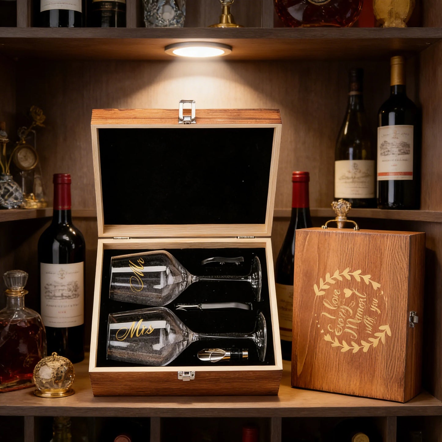 Mr And Mrs Premium Romantic Wine Glass Gift Box Set