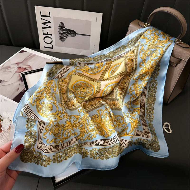 Printed Womens Polyester Scarf Square Shawl Luxury Design