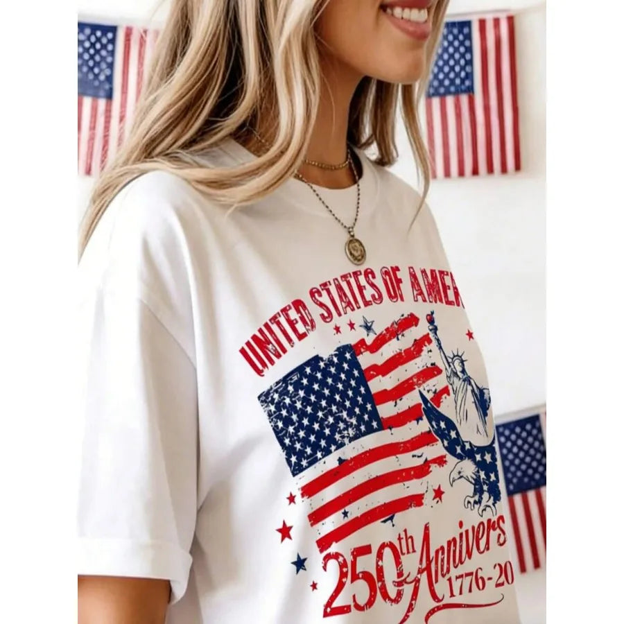 US Anniversary Women Shirt 100 Percent Cotton Round Neck
