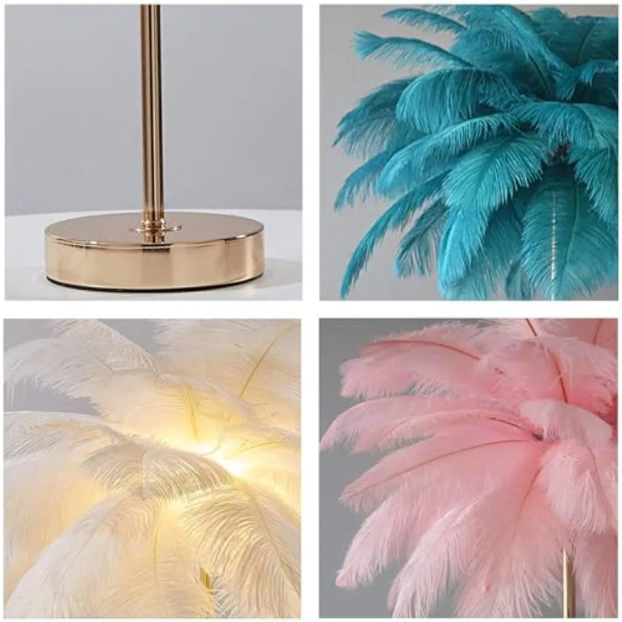 Ostrich Feather Lamp With 3 Temperature Modes For Bedside
