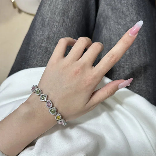 MDL Moissa!ite Style Candy Irregular Micro Pave Colorful Gemstone Bracelet Luxury Premium Full Diamonds Bracelet