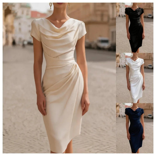 Pleated Summer Dress With Swing-Collar For Feminine Fit