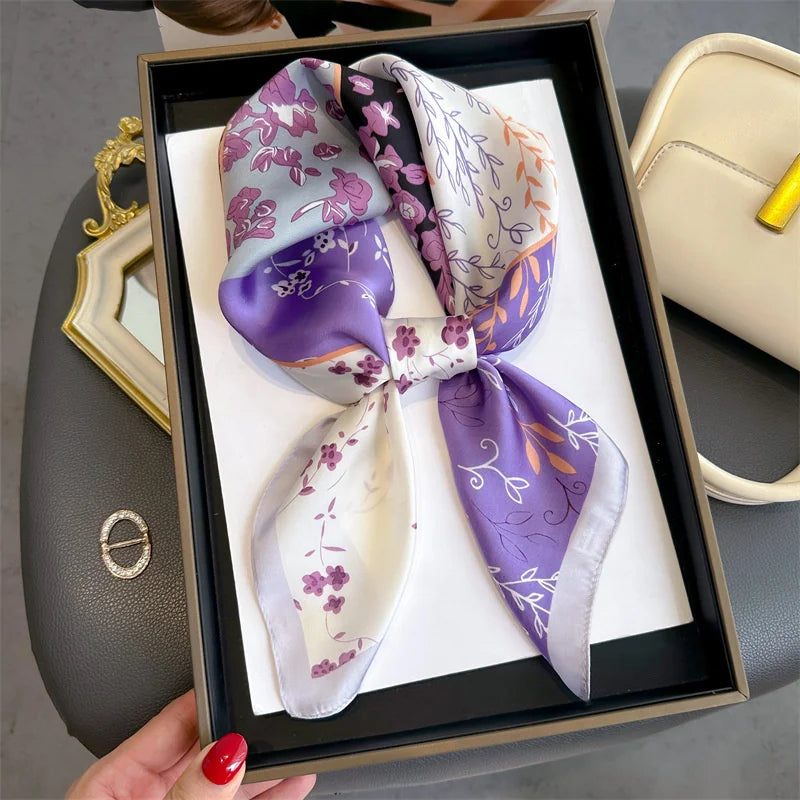 Printed Womens Polyester Scarf Square Shawl Luxury Design