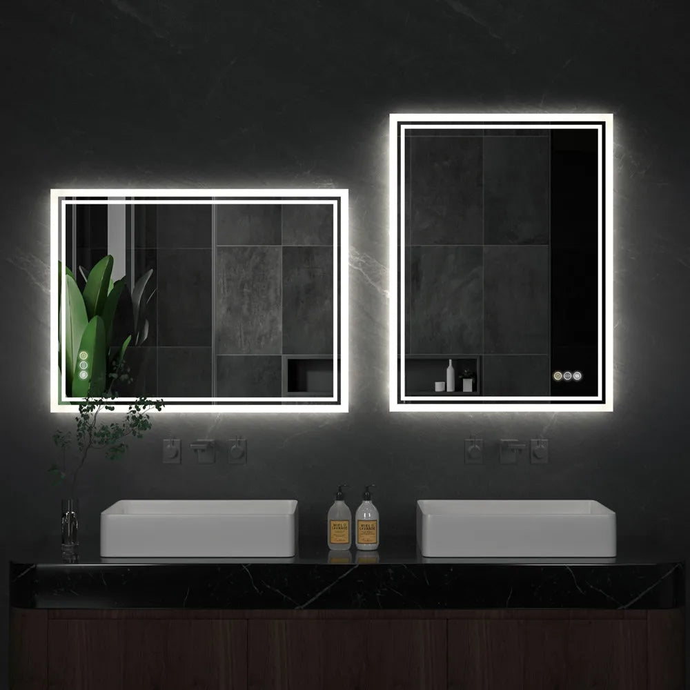 LUVODI LED Backlit Frameless Dimmable Anti Fog Bathroom Mirror
