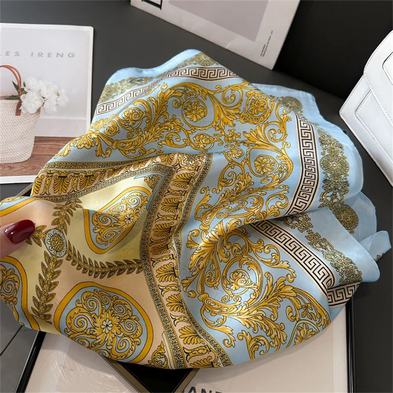Printed Womens Polyester Scarf Square Shawl Luxury Design