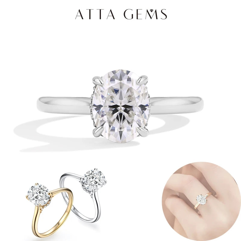 Moissanite Ring For Women Oval S925 Silver Engagement