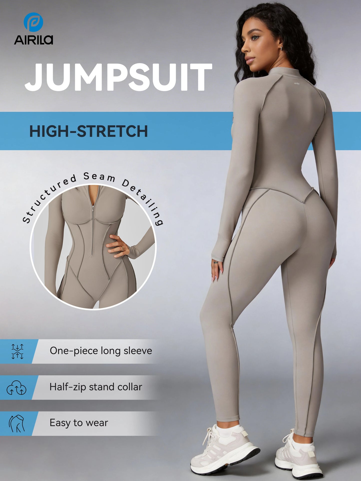 Zip Front Yoga Pilates Jumpsuit For Women Tummy Control