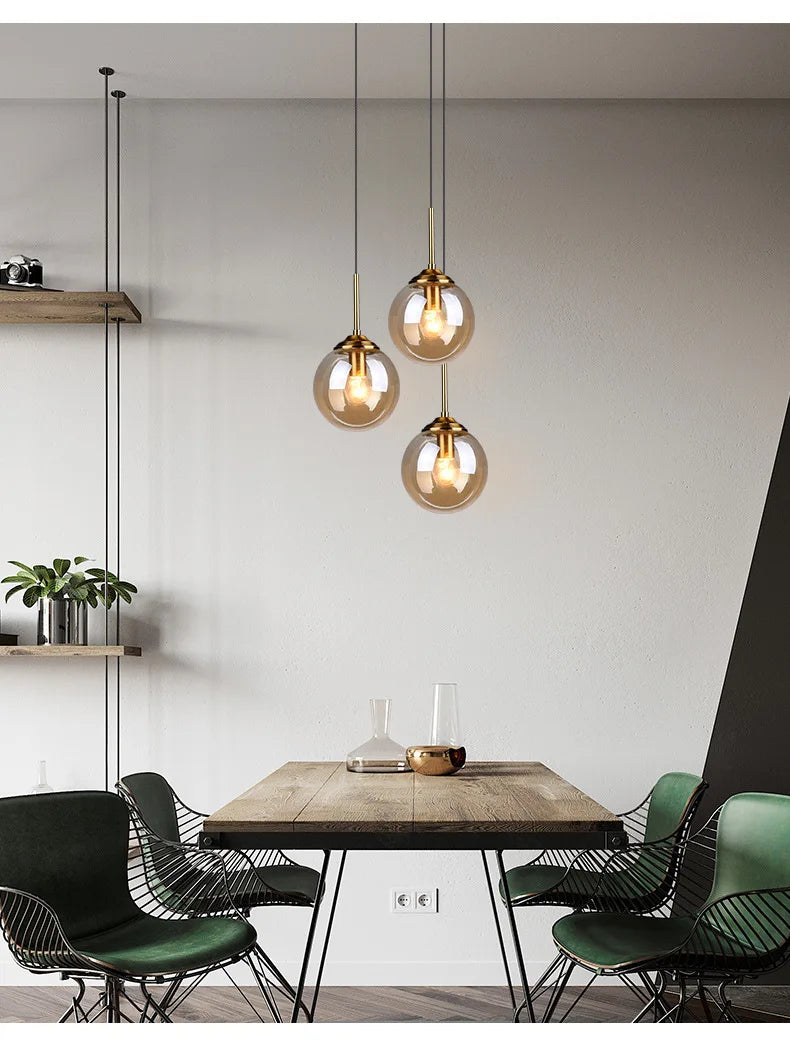 MSZGJY LED Modern Luxury Metal Chandelier Glass Pendant Lamp