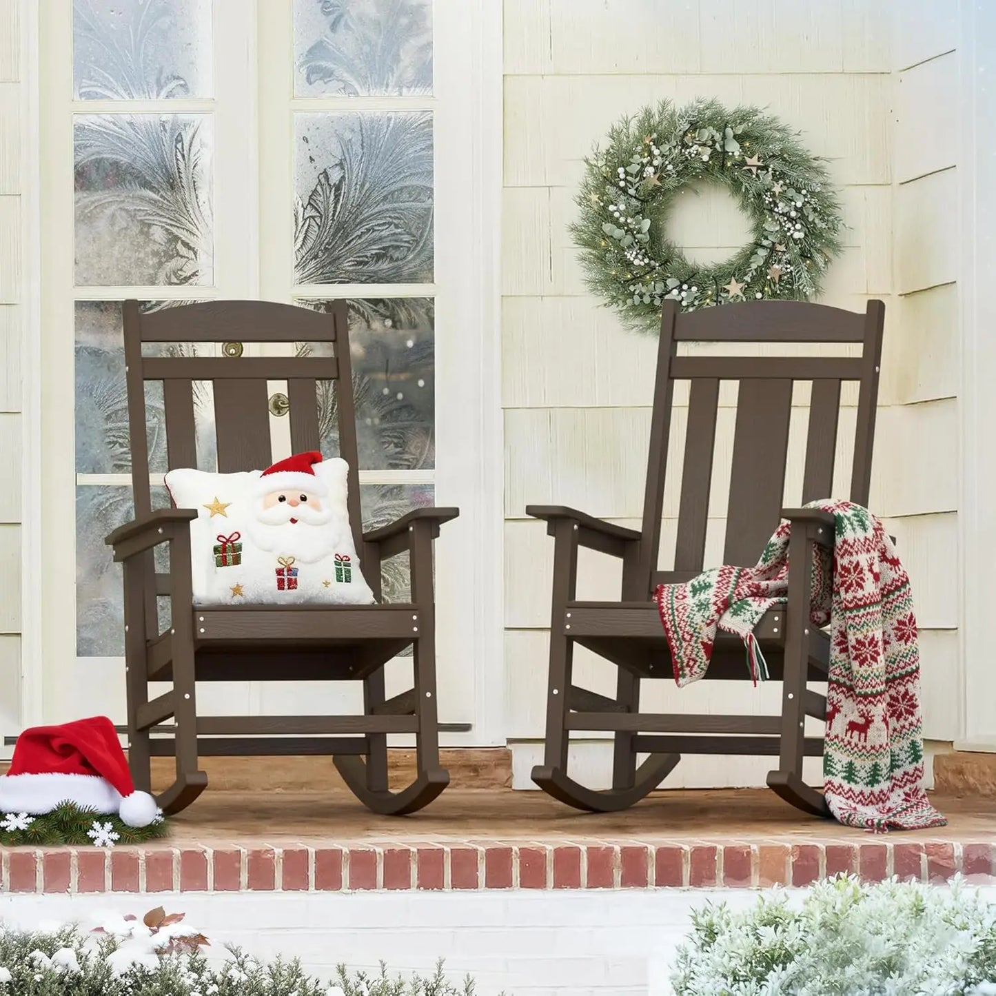 Outdoor Rocking Chairs Set of 2 Weather-Resistant Plastic Rockers