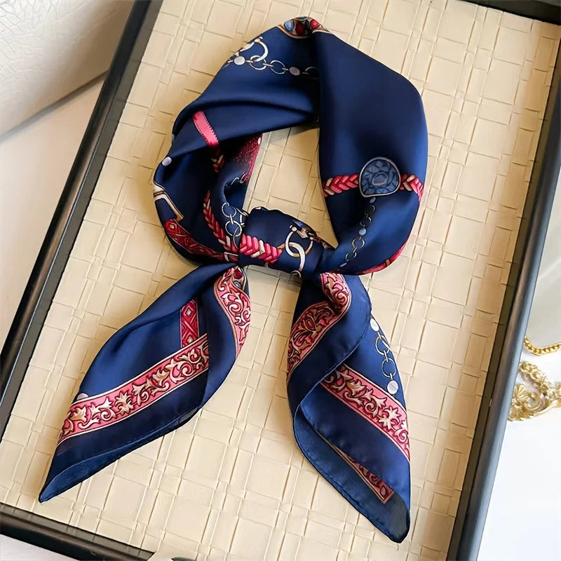 Printed Womens Polyester Scarf Square Shawl Luxury Design