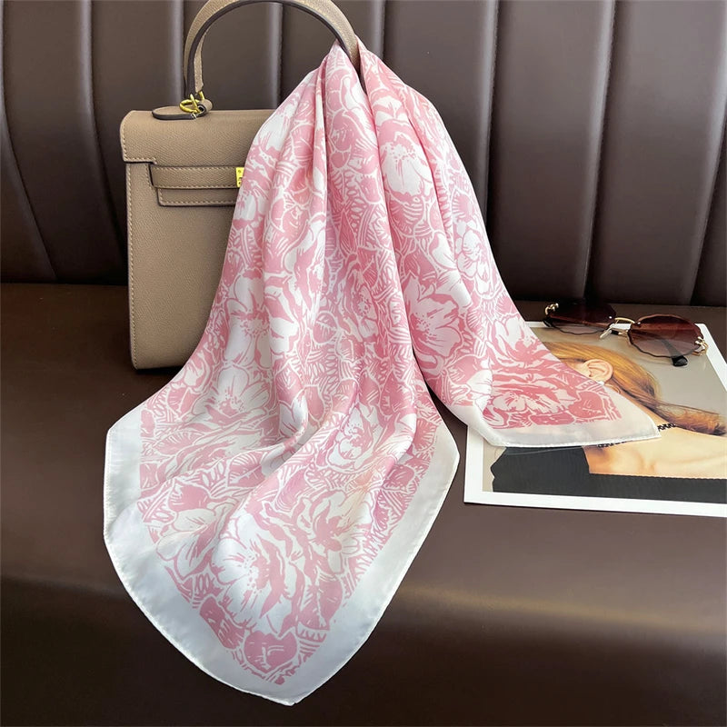 Printed Womens Polyester Scarf Square Shawl Luxury Design