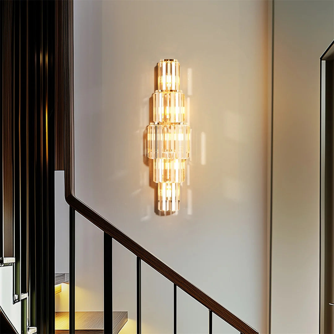 LUVODI Crystal Wall Lamp 3 Layer Sconce With E14 LED Lights