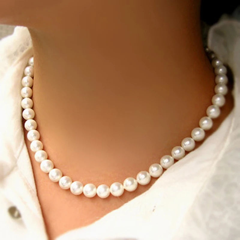 LOVBEAFAS Pearl Choker Necklace For Women And Men Vintage Beads Gift