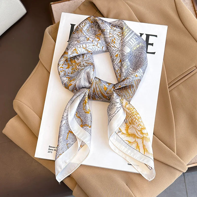 Printed Womens Polyester Scarf Square Shawl Luxury Design