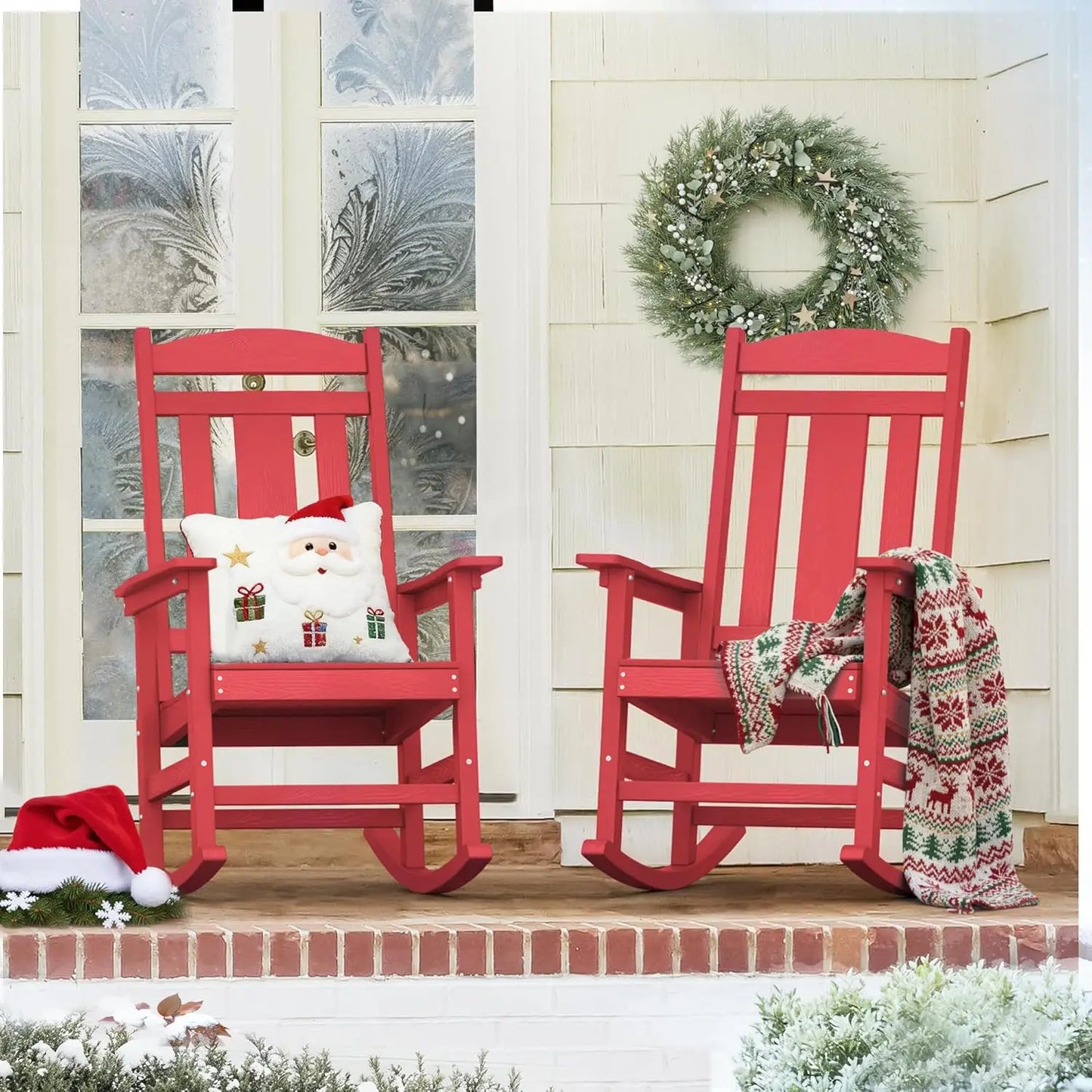 Outdoor Rocking Chairs Set of 2 Weather-Resistant Plastic Rockers