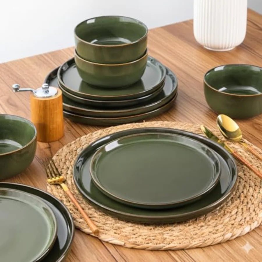 Stoneware Dinnerware Set 2pc Round Plates And Bowls