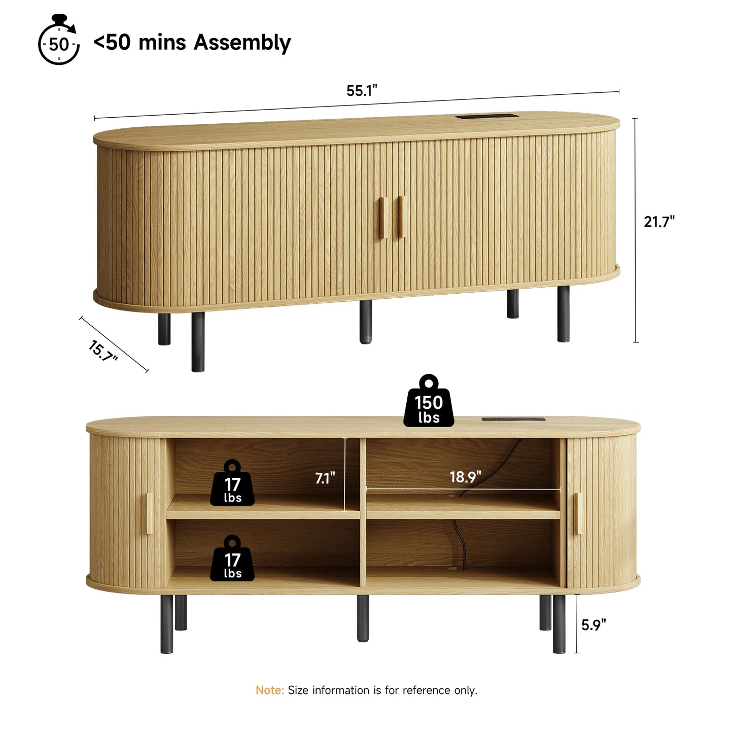 TV Stand with Power Outlet for TVs up to 60/70", Entertainment Center, TV Table with Sliding Doors Storage Adjustable Shelves