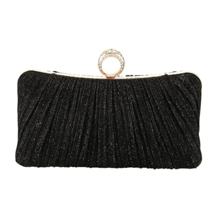 Elegant Vinyl Evening Clutch Purse With Removable Chain Strap