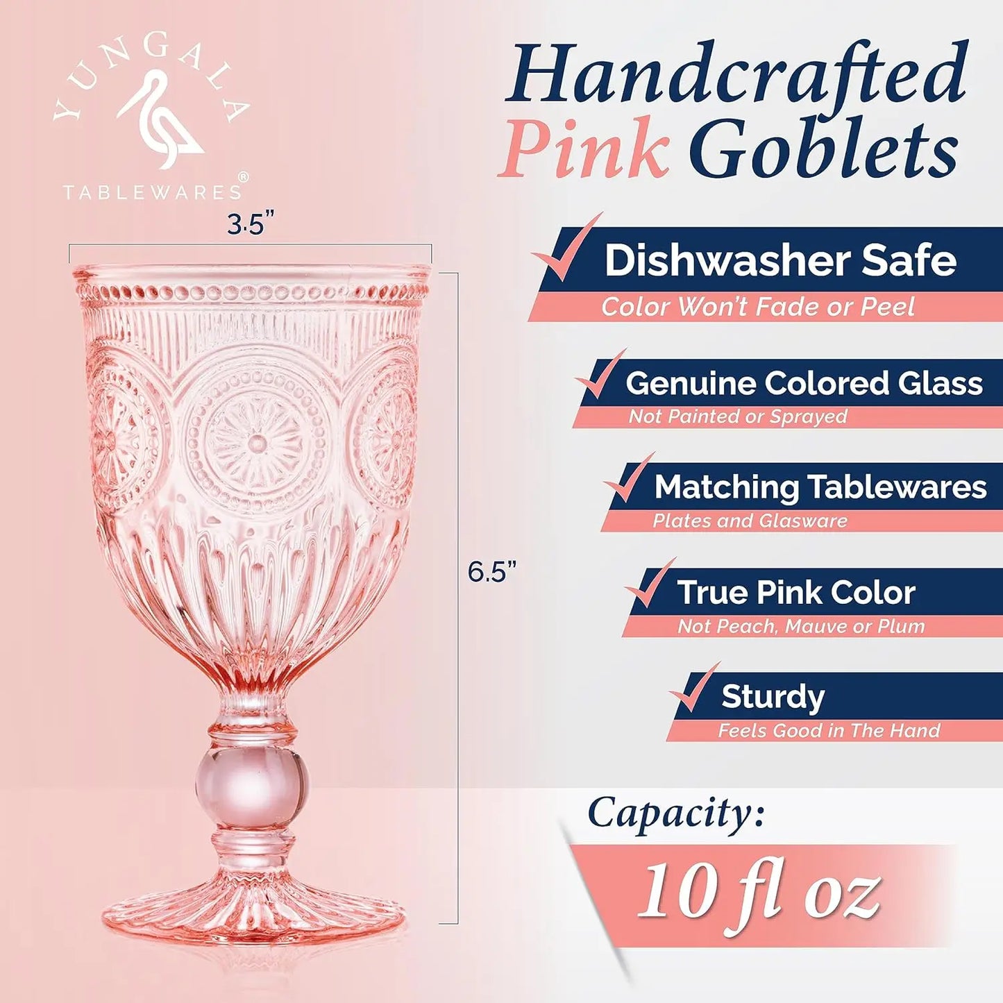 Hobnail Wine Goblets Set of Six Glassware Dishwasher Safe