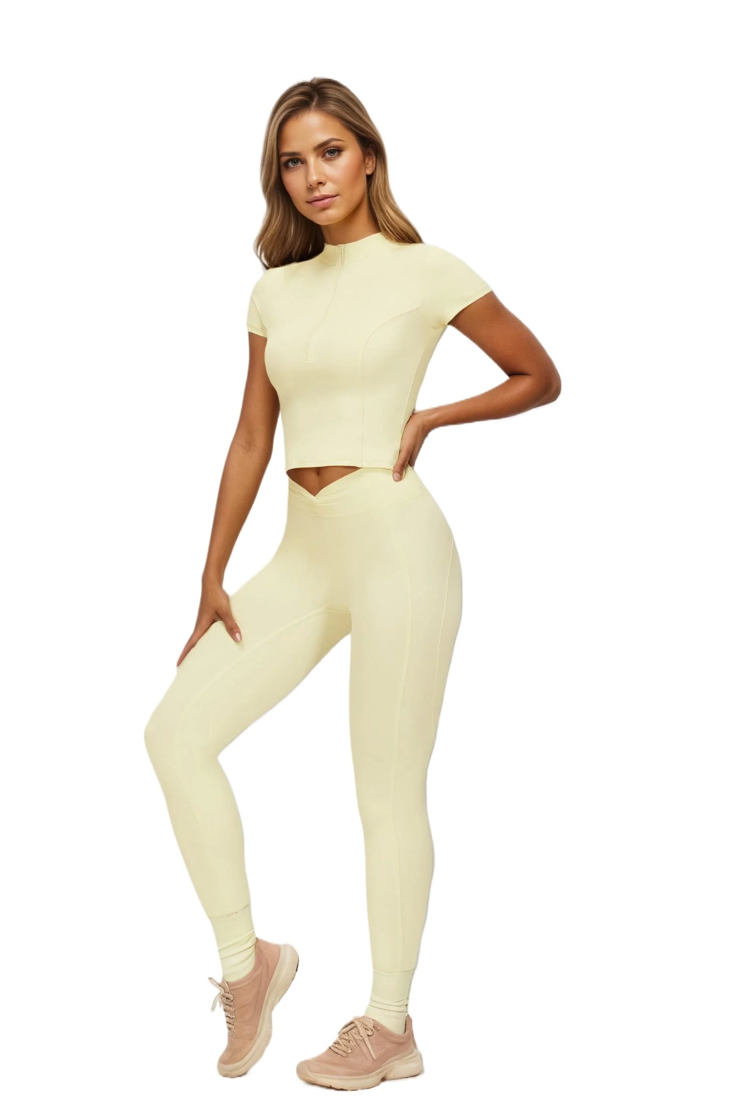 Yoga Set Half Zip Tracksuit For Women Breathable Slim Fit
