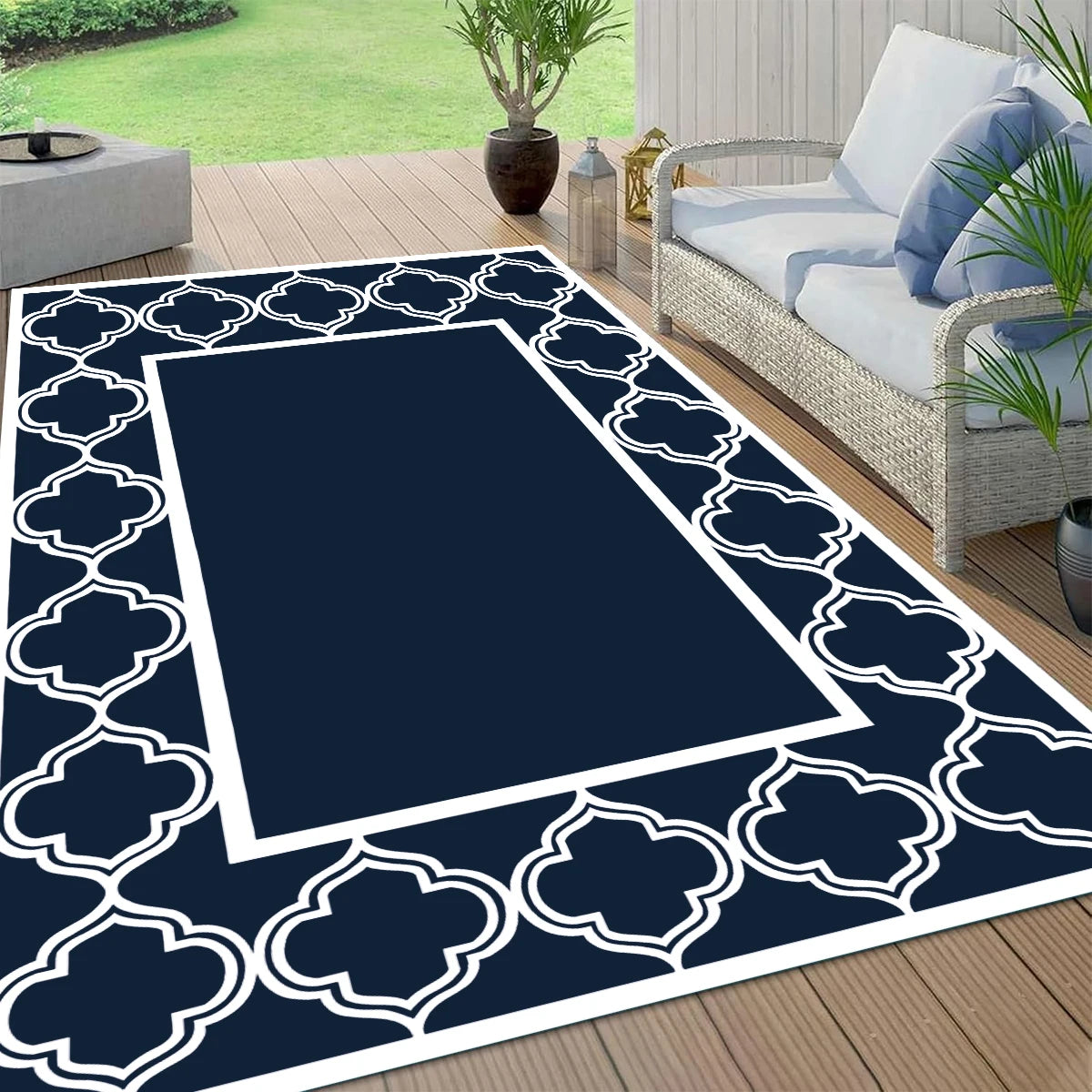Outdoor Waterproof Reversible Rug For Patio And RV Use