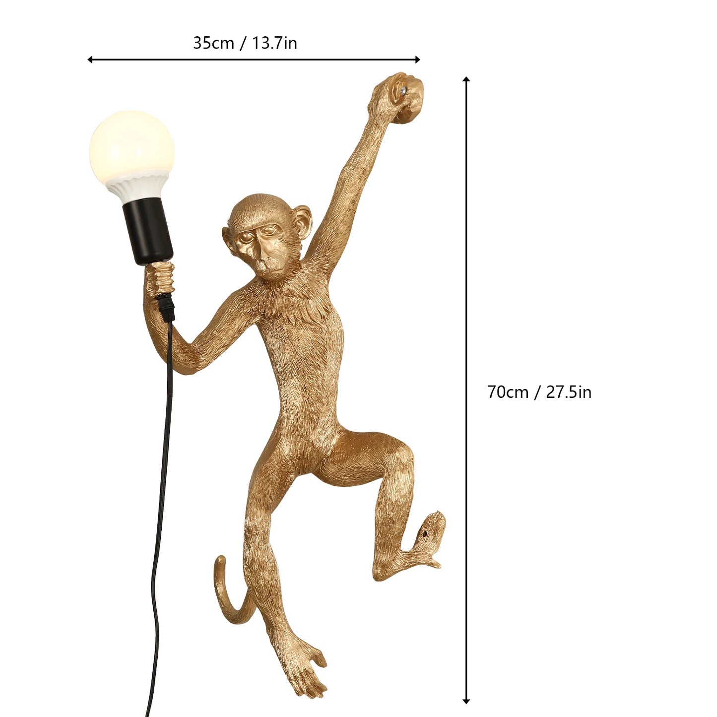 Monkey Wall Lamp Resin Plug In Animal Light For Bedroom