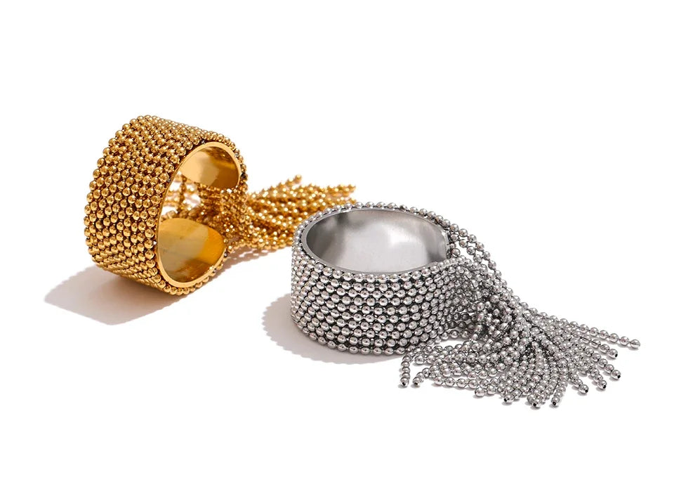 Yhpup Declaration Series Stainless Steel Chain Tassel Ring