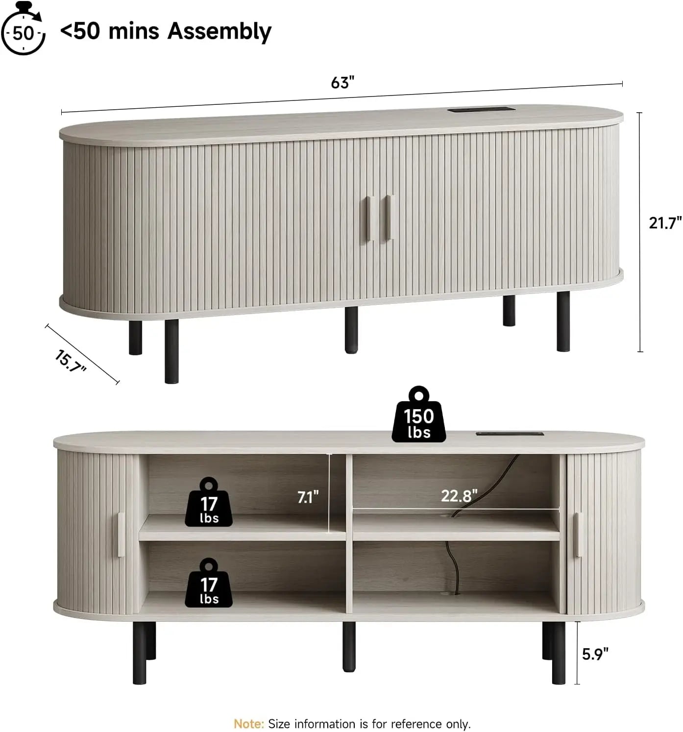 TV Stand with Power Outlet for TVs up to 60/70", Entertainment Center, TV Table with Sliding Doors Storage Adjustable Shelves