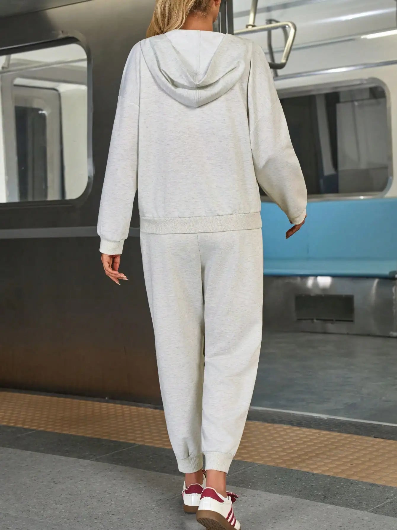Knitted Half Zip Top And Elastic Cuff Joggers Loungewear
