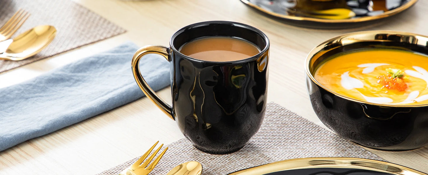 Malacasa Porcelain Dinnerware Set With Elegant Rim Tableware