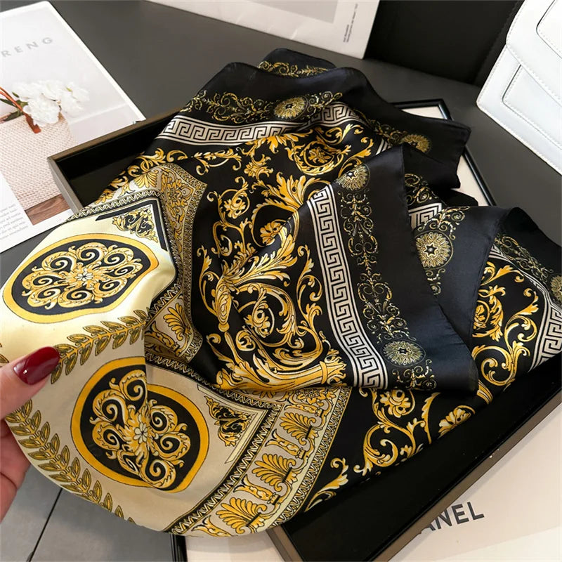 Printed Womens Polyester Scarf Square Shawl Luxury Design