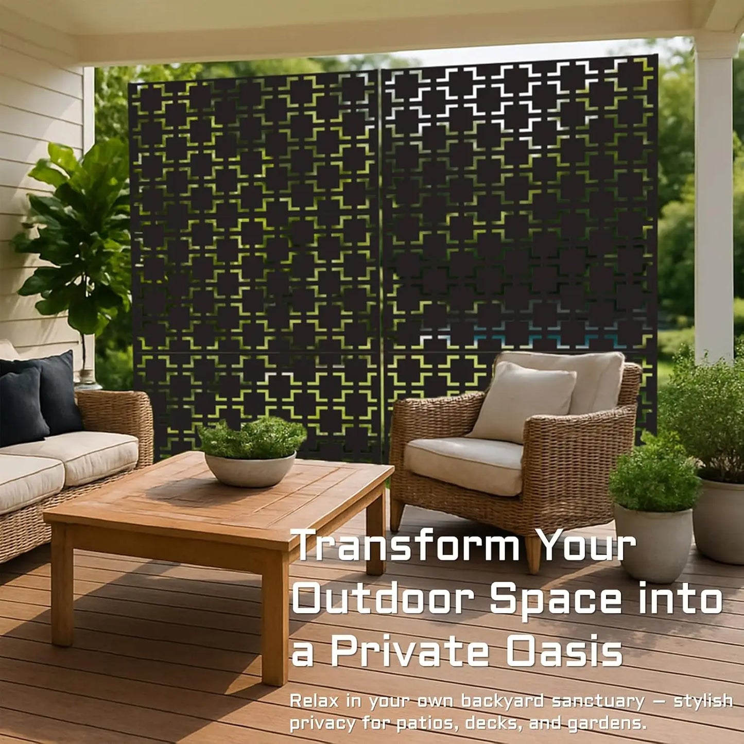Weatherproof Freestanding Metal Privacy Screen For Outdoor Garden Balcony Patio