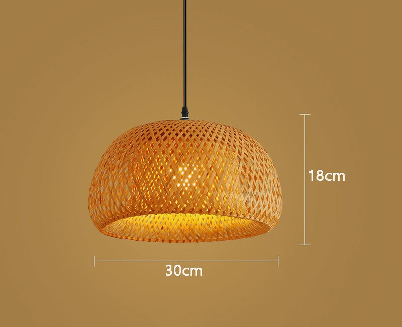 Molden Bamboo Lantern Pendant Light Natural Rattan E27 LED Chandeliers
