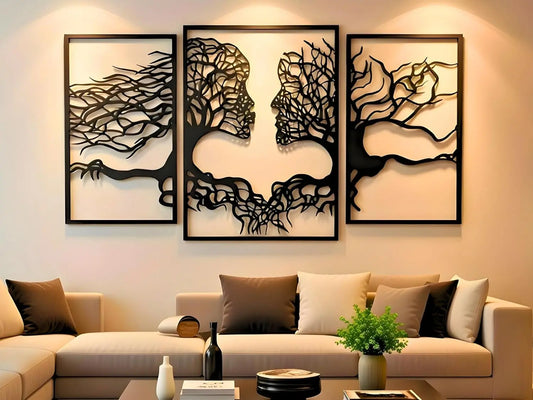 Tree Of Life 3D Wood Wall Art Set Of 3 Abstract Hanging Decor