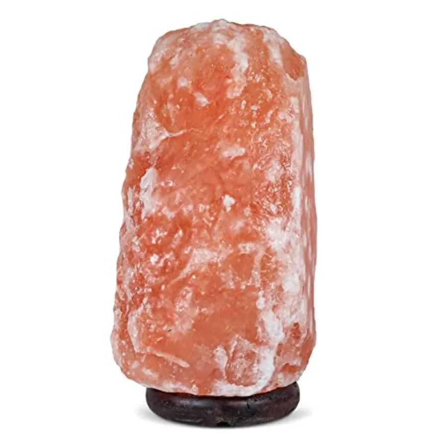 Natural Pink Salt Lamp With Wooden Base And Dimmer Cord