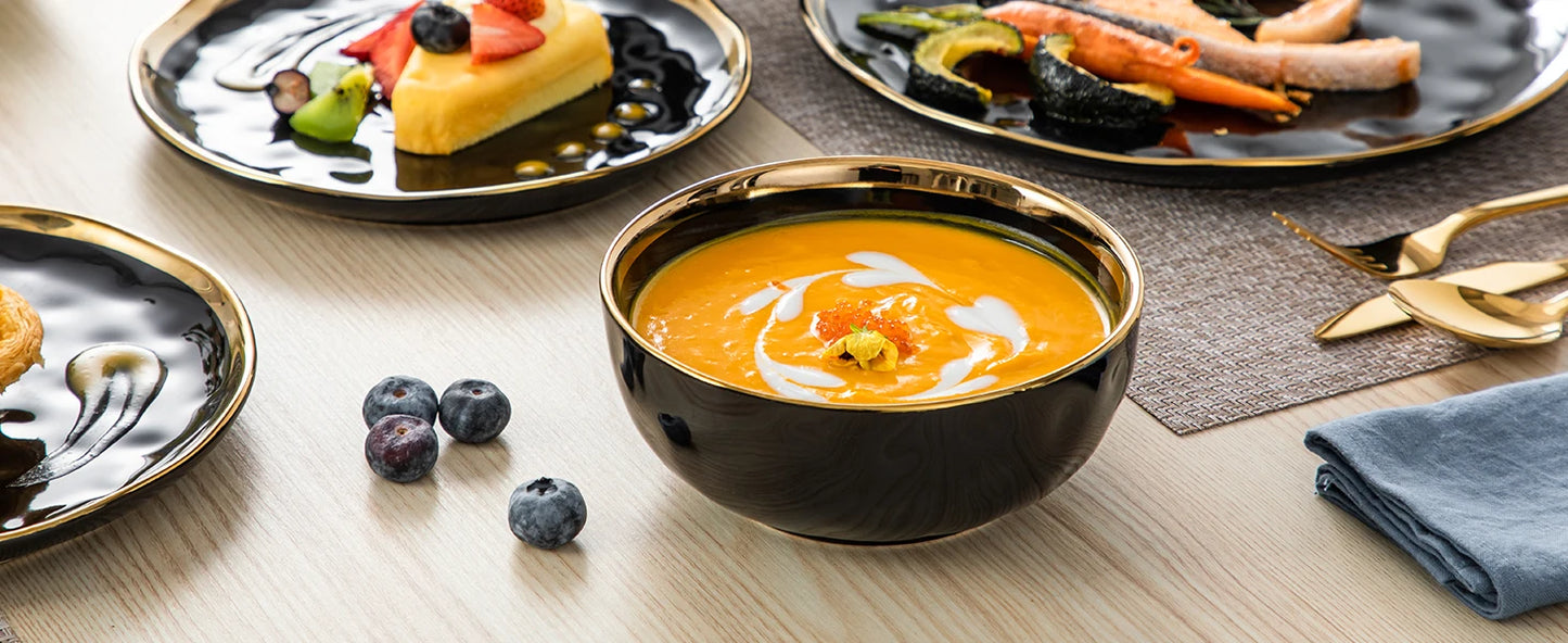 Malacasa Porcelain Dinnerware Set With Elegant Rim Tableware