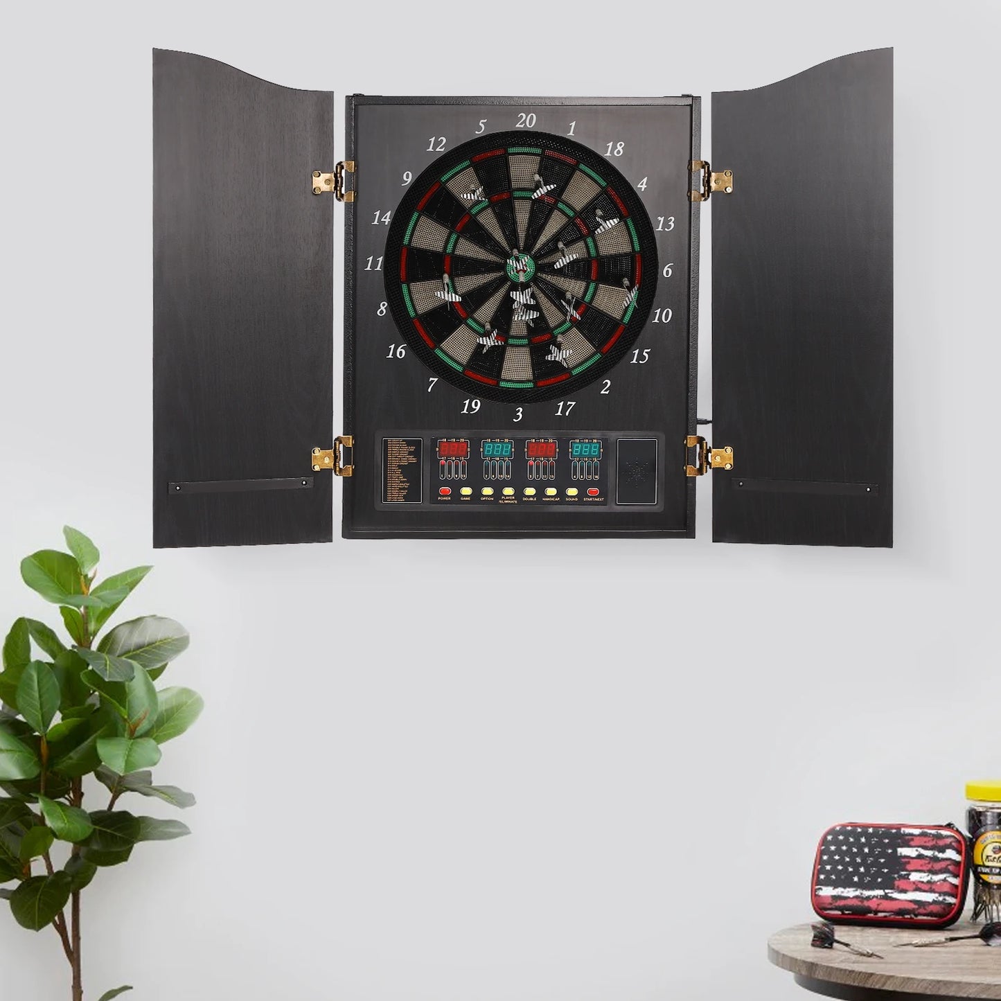 Electronic Dart Board Set With LED Displays 243 Games Voice Prompts CB05E