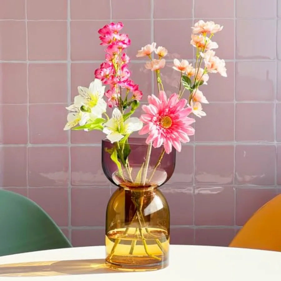 Reversible Glass Flower Vase and Bud Vase for Home Decor