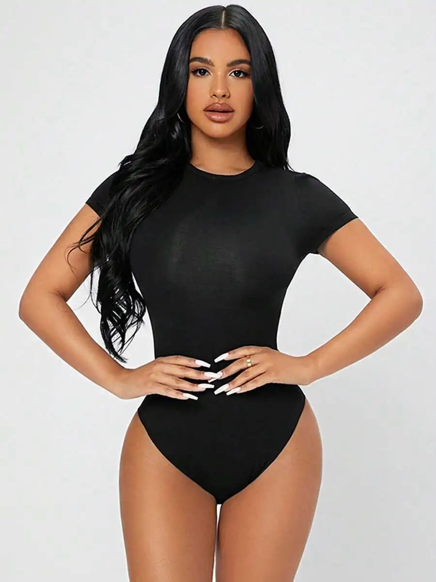 Slim Fit Short Sleeve Bodycon Bodysuit For Women