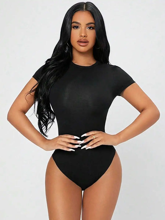 Slim Fit Short Sleeve Bodycon Bodysuit For Women