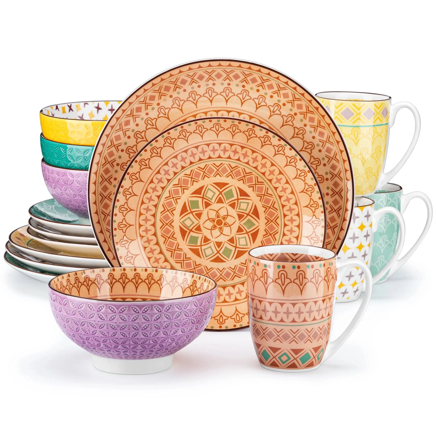MALACASA Tulip Porcelain Dinnerware Set 4 Design Collection