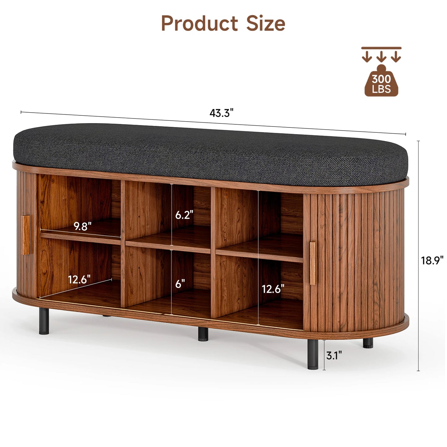 Shoe Storage Bench 3 Tier Organizer With Cushion